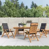 Prolenta Maison Exclusive - Gartenstühle mit Kissen 4 Stk. Massivholz Teak