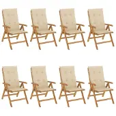 vidaXL Gartenstühle mit Auflagen 8 Stk. Massivholz Teak