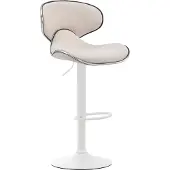 CLP Barhocker Las Vegas V2 Stoff mit Fußstütze creme Gestell Farbe weiß