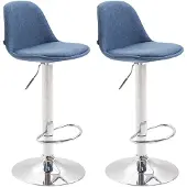 CLP 2er Set Barhocker Kiel Stoff drehbar mit Höhenverstellung blau