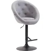 CLP Barhocker London V2 Stoff drehbar und höhenverstellbar grau Gestell Farbe schwarz