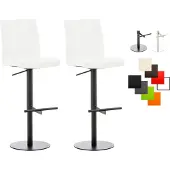 CLP 2er Set Barhocker Cadiz Kunstlederbezug drehbar und höhenverstellbar bis 240 kg | Farbe weiß Gestell Farbe schwarz