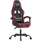 Syfax Gaming-Stuhl mit Fußstütze Schwarz und Weinrot Kunstleder
