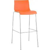 CLP Barhocker Hover Kunststoff 4-Fuß Gestell, mit Rückenlehne & Fußstütze | Farbe orange Gestell Farbe chrom