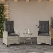 vidaXL Möbel Gartensessel mit Kissen 2 Stk. Verstellbar Hellgrau Poly Rattan 2024
