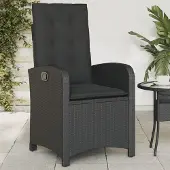 vidaXL Möbel Gartensessel Verstellbar mit Kissen Schwarz Poly Rattan 2024