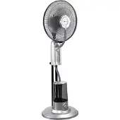 In.tec® Nebelventilator 75W mit Wassernebel mit 3 Geschwindigkeitsstufen Standventilator Ventilator Bodenventilator Luftkühler Oszillierend Silber