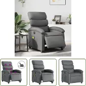 The Living Store Massagesessel Elektrisch Grau Kunstleder
