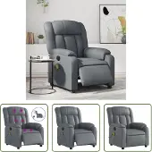 The Living Store Massagesessel Elektrisch Grau Kunstleder