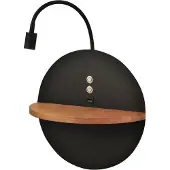 FABAS LUCE Dual - Wandleuchte mit Ablage und 15W LED-Leuchte Touch Dimmer - Mattschwarz mit Holz integriertem USB