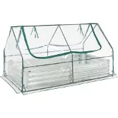 En.casa 3-in-1 Hochbeet Kit mit Gewächshaus 'Balsorano' Stahl mit PVC-Folie 186 x 96 x 98 cm Transparent