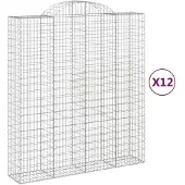 vidaXL Gabionen mit Hochbogen 12Stk. 200x50x220/240cm Verzinktes Eisen