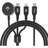 Dudao A12Max+ 3in1 100W PD Ladekabel für Apple Watch: USB-C zu Lightning 1,2m - Schwarz