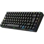 Hiditec GKE010005, Verkabelt & Kabellos, USB + RF Wireless + Bluetooth, Mechanischer Switch, QWERTY, RGB-LED, Schwarz