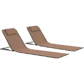 Prolenta Maison Exclusive - Klappbare Strandmatte 2 Stk. Stahl und Stoff Braun