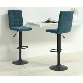 vidaXL CLORIS Barhocker 2 Stk. Blau Samt - Barhocker 757