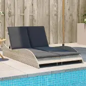 Prolenta Maison Exclusive - Sonnenliege mit Auflagen Hellgrau 114x205x73 cm Poly Rattan