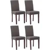 CLP 4er Set Esszimmerstuhl Ina Stoffbezug mit Holzgestell dunkelgrau Gestell Farbe cappuccino