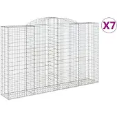 vidaXL Gabionen mit Hochbogen 7 Stk. 300x50x180/200cm Verzinktes Eisen
