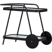 Ebuy24 Steam Servierwagen, schwarz und klare Streifen.