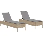 Syfax Sonnenliegen mit Auflagen 2 Stk. Beige Poly Rattan