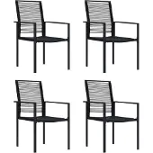 Syfax Gartenstühle 4 Stk. PVC Rattan Schwarz