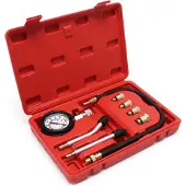 Wiltec Kompressionsmessgerät 0-20 bar für PKW/ LKW Benzinmotoren Kompressionsprüfer 9-teiliges Set im Kunststoffkoffer Kompressionstester Messgerät