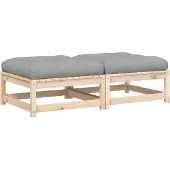 vidaXL Gartenhocker mit Kissen 2 Stk. Massivholz Kiefer