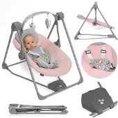 Lionelo Otto babywippe Schaukelwippe Babyschaukel Spielbogen Babywiege Liege - Rosa