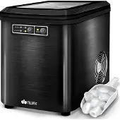 Tillvex Eiswürfelmaschine Schwarz Eiswürfelbereiter Edelstahl Eismaschine Icemaker 2,2L
