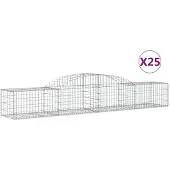 vidaXL Gabionen mit Hochbogen 25 Stk. 300x50x40/60 cm Verzinktes Eisen