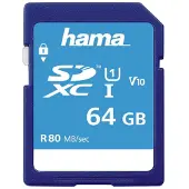 Hama 00124136, 64 GB, SDXC, Klasse 10, UHS-I, 90 MB/s, Class 1 (U1)