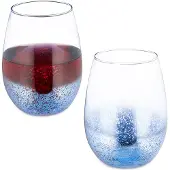 Relaxdays Weingläser ohne Stiel, 2er Set, Rotweinbecher, je 500 ml Fassungsvermögen, Wassergläser, Dessertgläser, blau