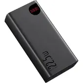 Baseus ADAMAN OVERSEAS EDITION 40.000 MAH DIGITAL DISPLAY 22.5W POWERBANK SIYAH, 40000 mAh, Lithium, Schwarz