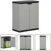 The Living Store Mülltonnenbox Grau und Schwarz 68x40x85 cm PP
