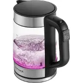 Concept RK4067, 1,7 l, 2200 W, Schwarz, Transparent, Glas, Edelstahl, Regelbare Temperatur, Wasserstandsanzeige