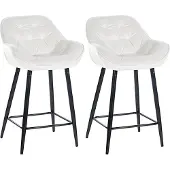 CLP 2er Set Barhocker Gibson Samt, Sitzhöhe 76 cm dunkelgrau
