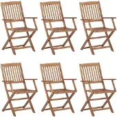vidaXL Klappbare Gartenstühle 6 Stk. mit Kissen Massivholz Akazie