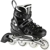 NILS NH10905 4in1 Inline-Skates mit schwarzen LEDs, Größe L (39–42), mit Abm. Extremer Hockeyläufer