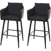 Mendler 2er-Set Barhocker MCW-H93, Barstuhl Tresenhocker, Fußablage Metall Kunstleder schwarz