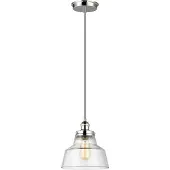 Elstead Lighting Baskin Zeitgenössische Aufhängung Glas Poliertes Nickel 1 Licht E27 T25.4Cm