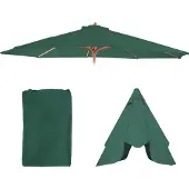 MCW Ersatz-Bezug für Sonnenschirm Lissabon, Sonnenschirmbezug Ersatzbezug, Ø 3,5m Polyester 8 Streben grün