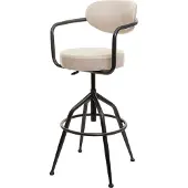MCW Barhocker MCW-H10f, Barstuhl Tresenhocker Drehhocker, höhenverstellbar industrial Wildleder-Optik vintage beige