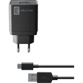 Cellularline USB Charger 10W - USB-C Netzladegerät 10 W mit USB-C-Kabel, Drinnen, AC, 1 m, Schwarz