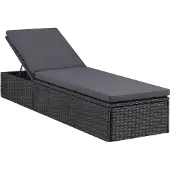 Syfax Sonnenliege Poly Rattan Schwarz und Dunkelgrau