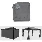 MCW 4er-Set Seitenwand für Pergola Calpe, Ersatzseitenwand Pavillon 4x3m, Polyester grau