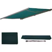 Mendler Ersatz-Bezug für Markise T124, Vollkassette Ersatzbezug Sonnenschutz 5x3m Polyester blau-grün