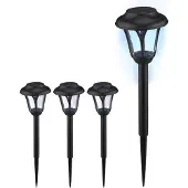 Relaxdays Solarlampen 4er Set, LED Solarlicht mit Erdspieß, HxD: 39 x 11 cm, moderne Gartenbeleuchtung, draußen, schwarz