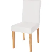 Mendler Esszimmerstuhl Littau, Küchenstuhl Stuhl, Kunstleder weiß matt, helle Beine
