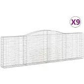 vidaXL Gabionen mit Hochbogen 9 Stk. 400x30x120/140cm Verzinktes Eisen